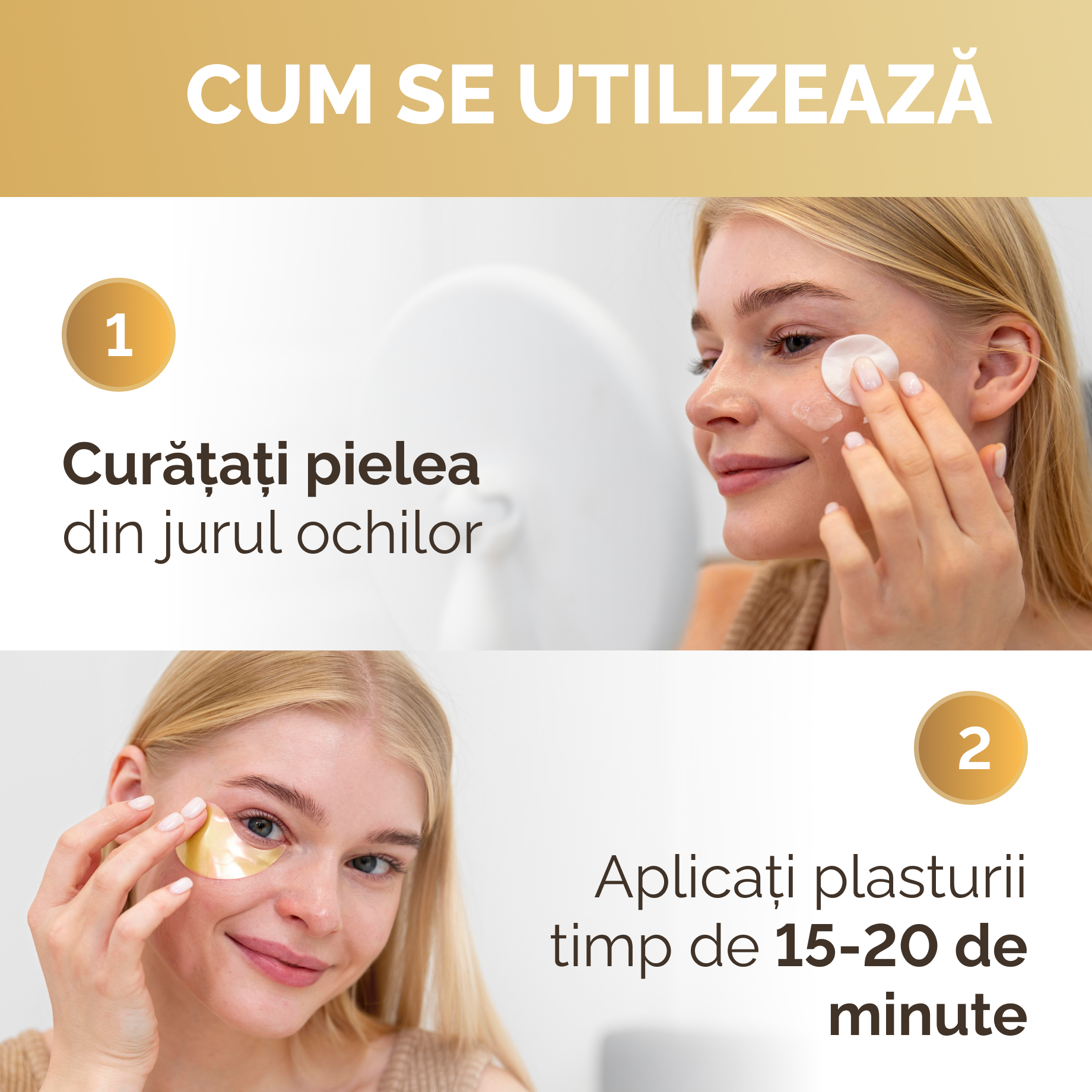 Patch-uri Aurii Pentru Ochi Umflați și Cearcăne
