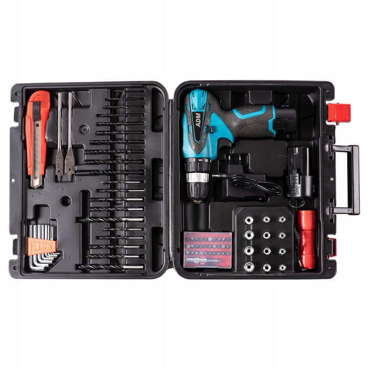 Set complet - șurubelniță electrică fără fir cu 77 piese + 2 baterii