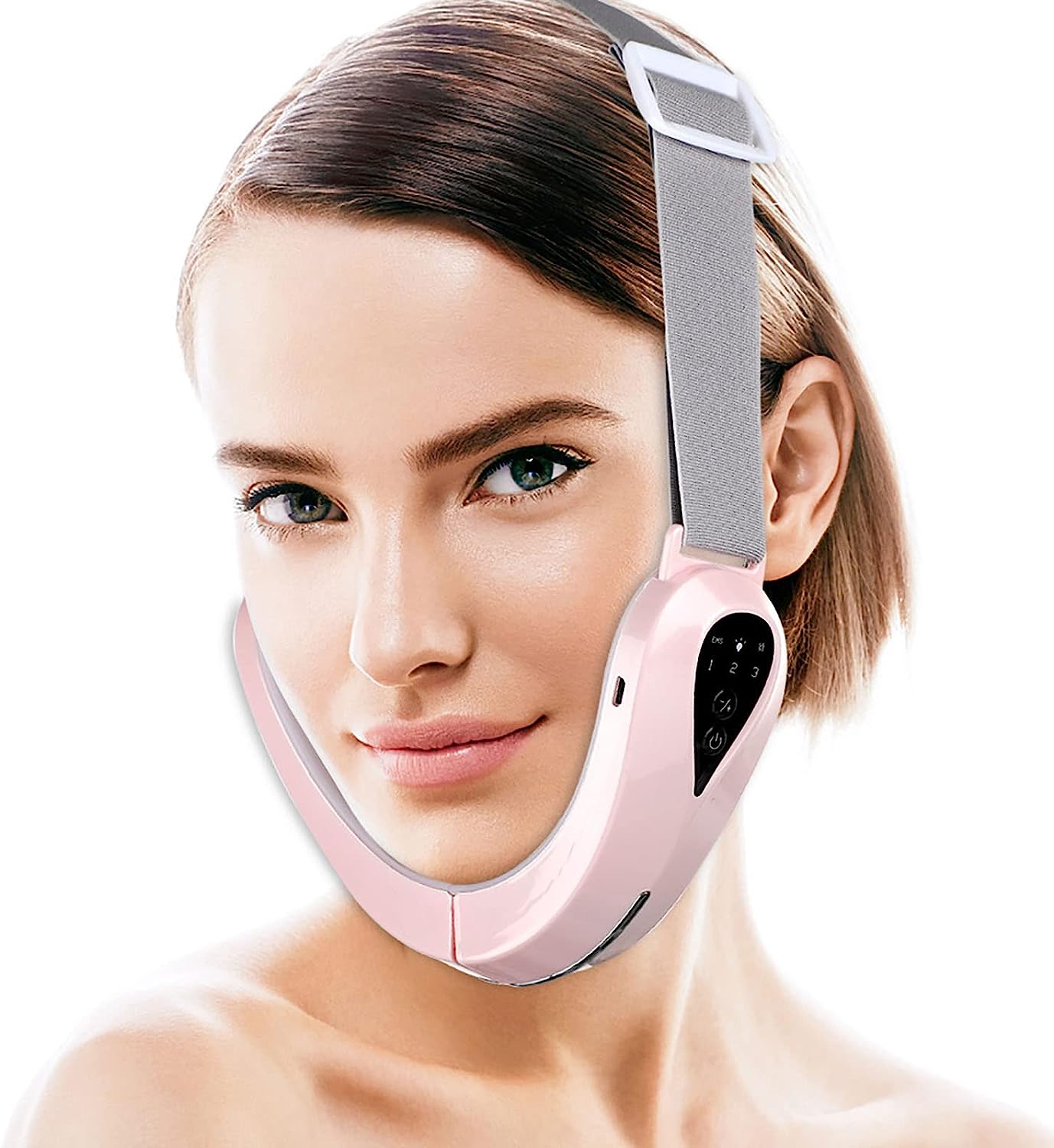 Aparat de masaj facial V-Face pentru liftingul bărbiei cu terapie LED 2-în-1