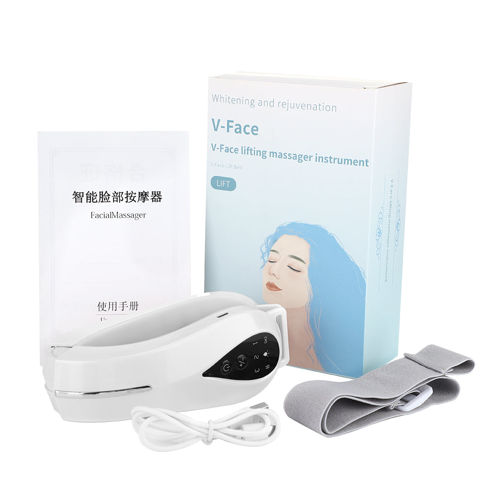 Aparat de masaj facial V-Face pentru liftingul bărbiei cu terapie LED 2-în-1